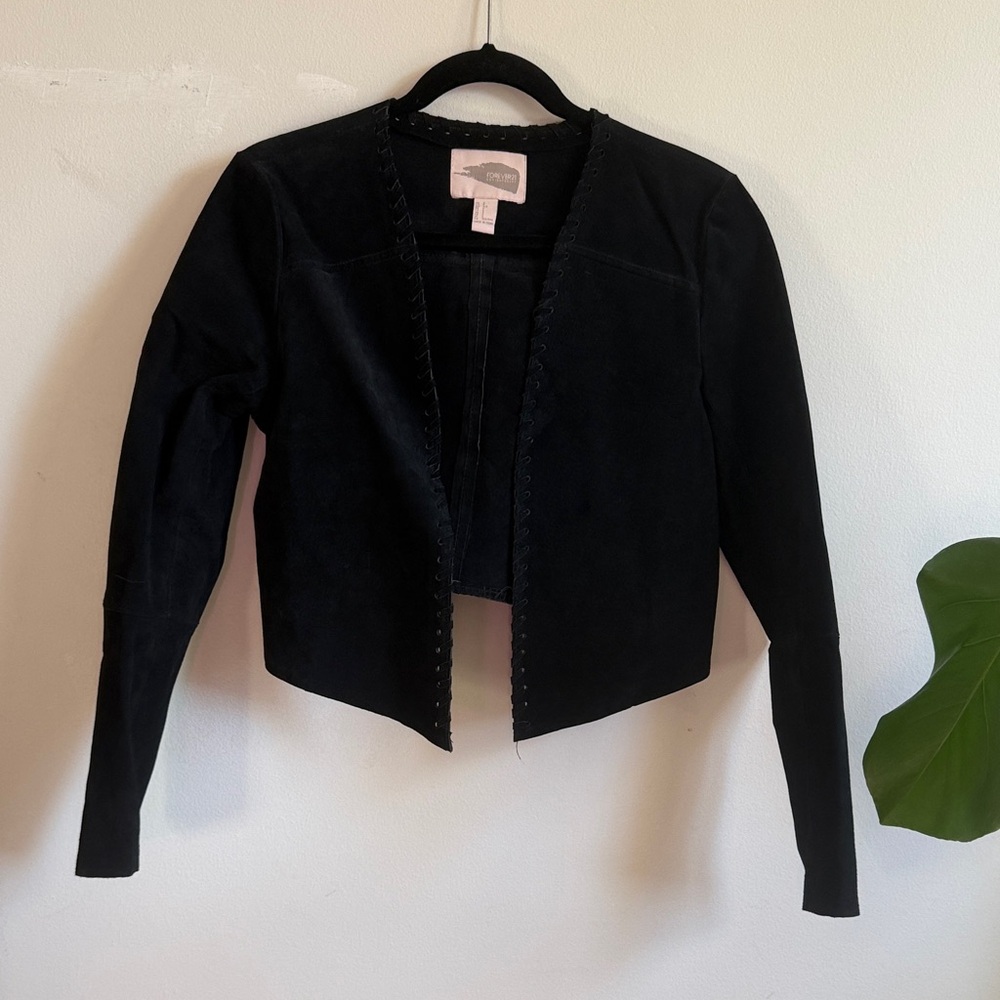 Black Suede Leather Jacket - Picture 2 of 4